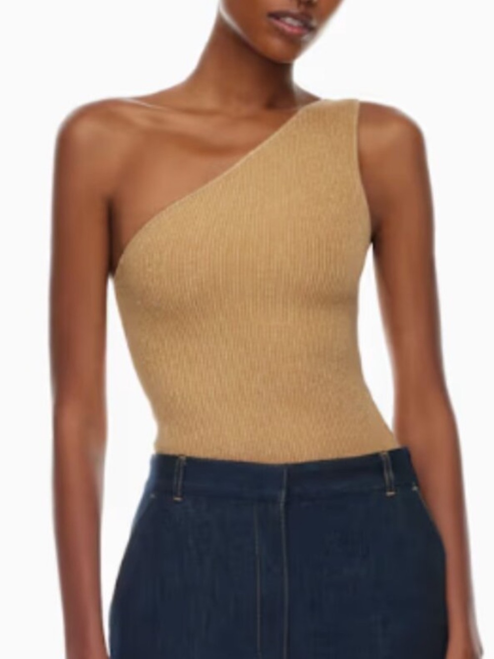 Aritzia One-Shoulder Sculpt Knit Ribbed Top
